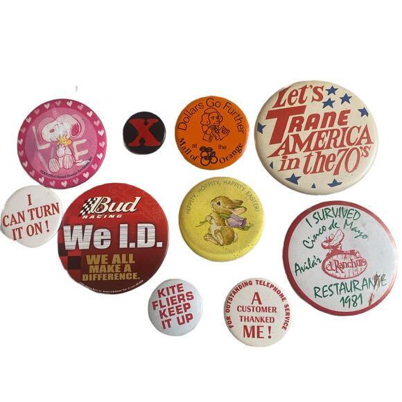 Wild Vintage Assorted Pinback Button Collection Set Of 10 - Picture 1 of 6